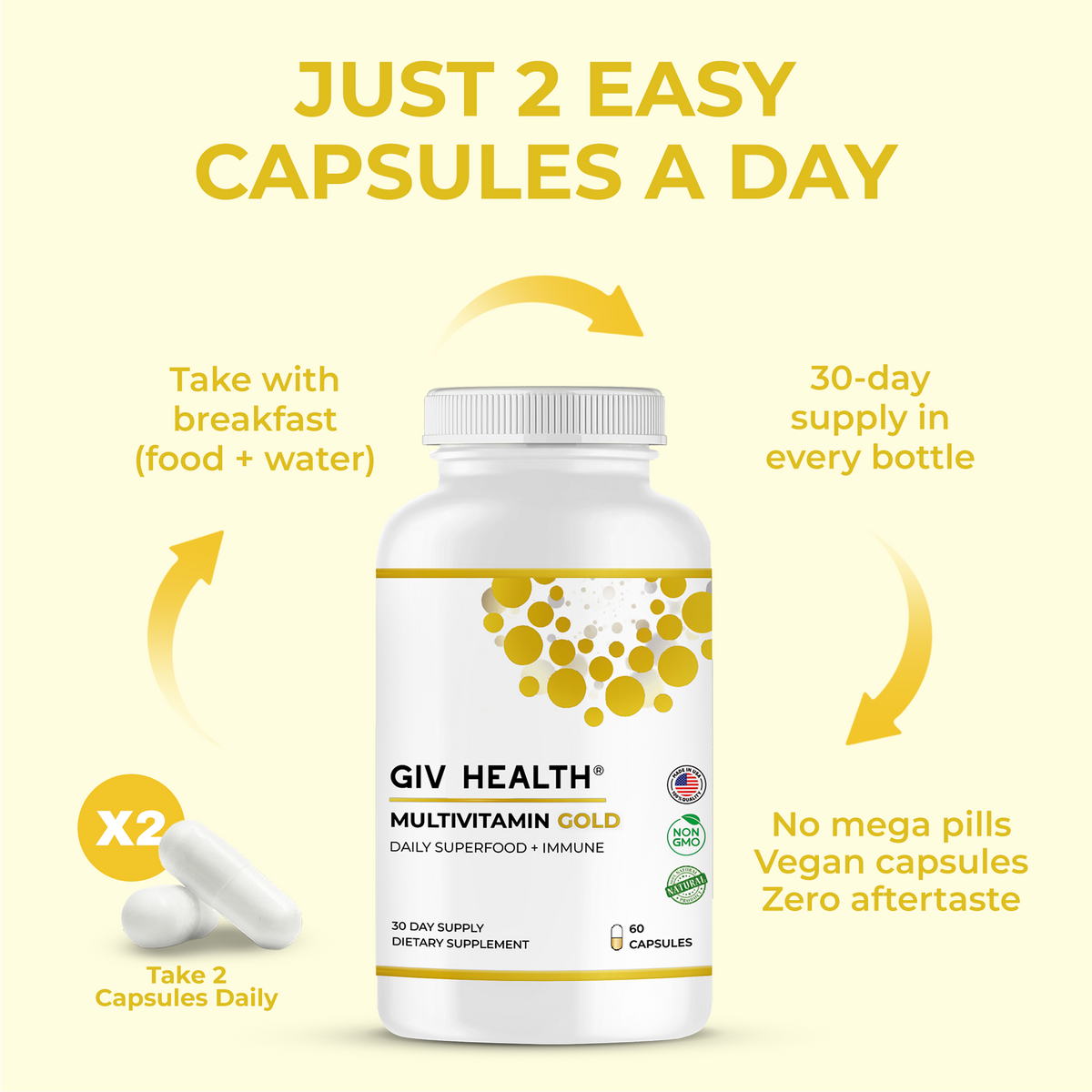 Multivitamin Gold- Advanced Superfood and Immune Dietary Vitamins for Men and Women