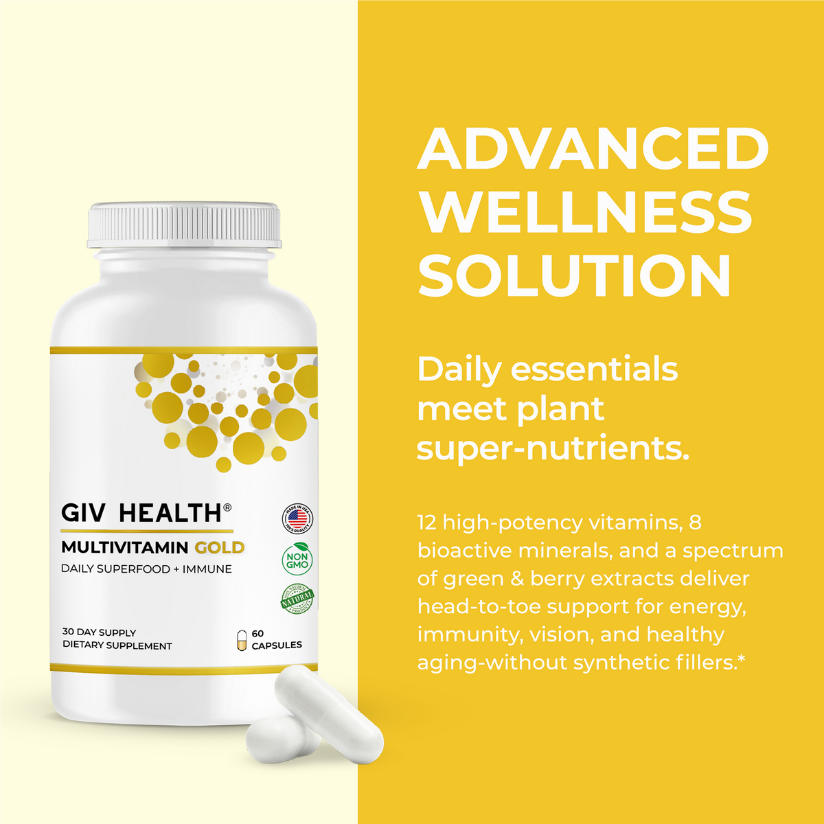 Multivitamin Gold- Advanced Superfood and Immune Dietary Vitamins for Men and Women