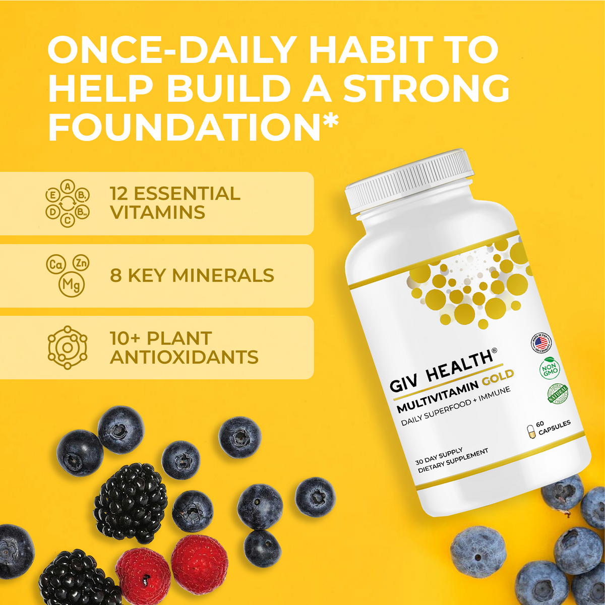 Multivitamin Gold- Advanced Superfood and Immune Dietary Vitamins for Men and Women